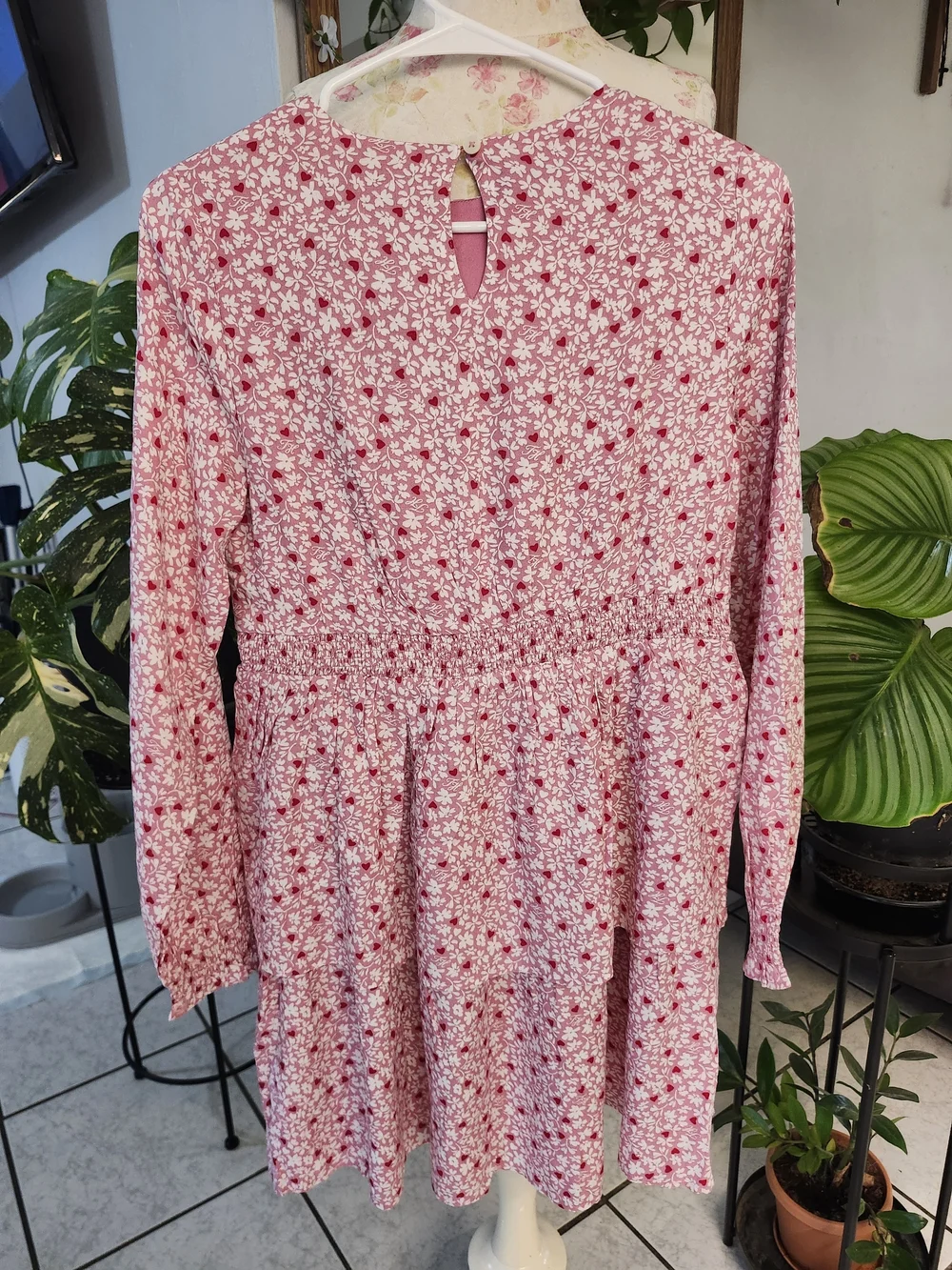 Tommy Hilfiger‎ Pink Floral Long-Sleeve Peplum Dress